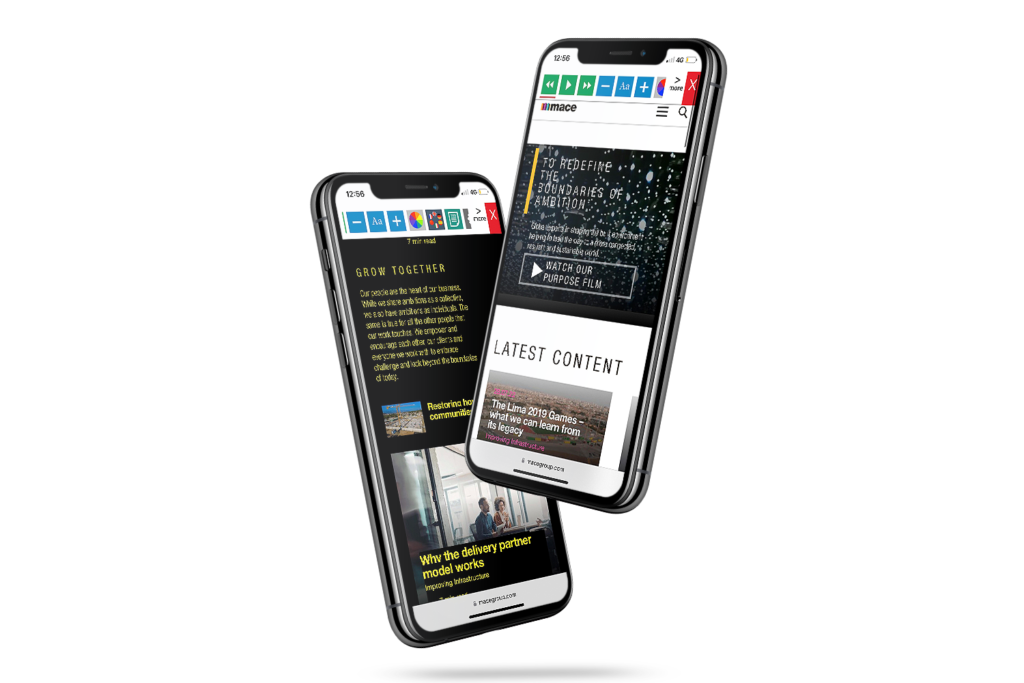 Mobiles with Mace website using the Recite Me assistive toolbar