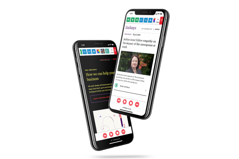 Mobiles with Lindsays website using the Recite Me assistive toolbar