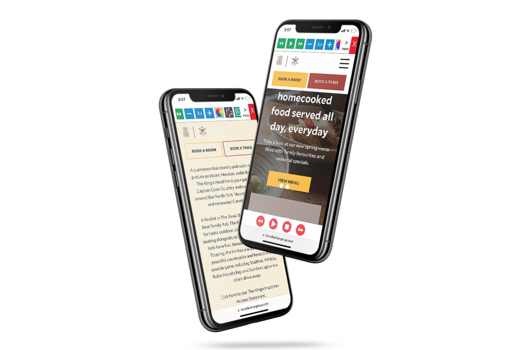 Mobiles with The Inn Collection website using the Recite Me assistive toolbar